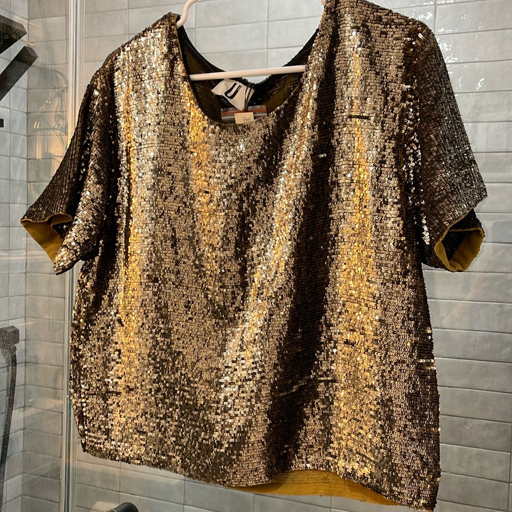 Gold sequin t-shirt style top